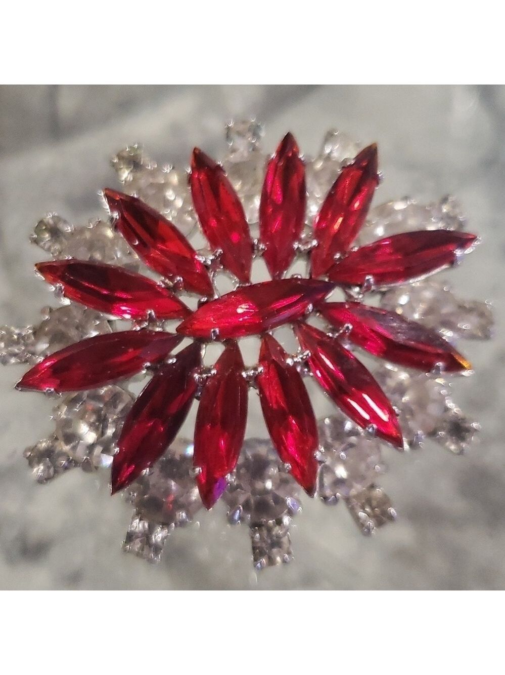 Costume red crystal womens brooch